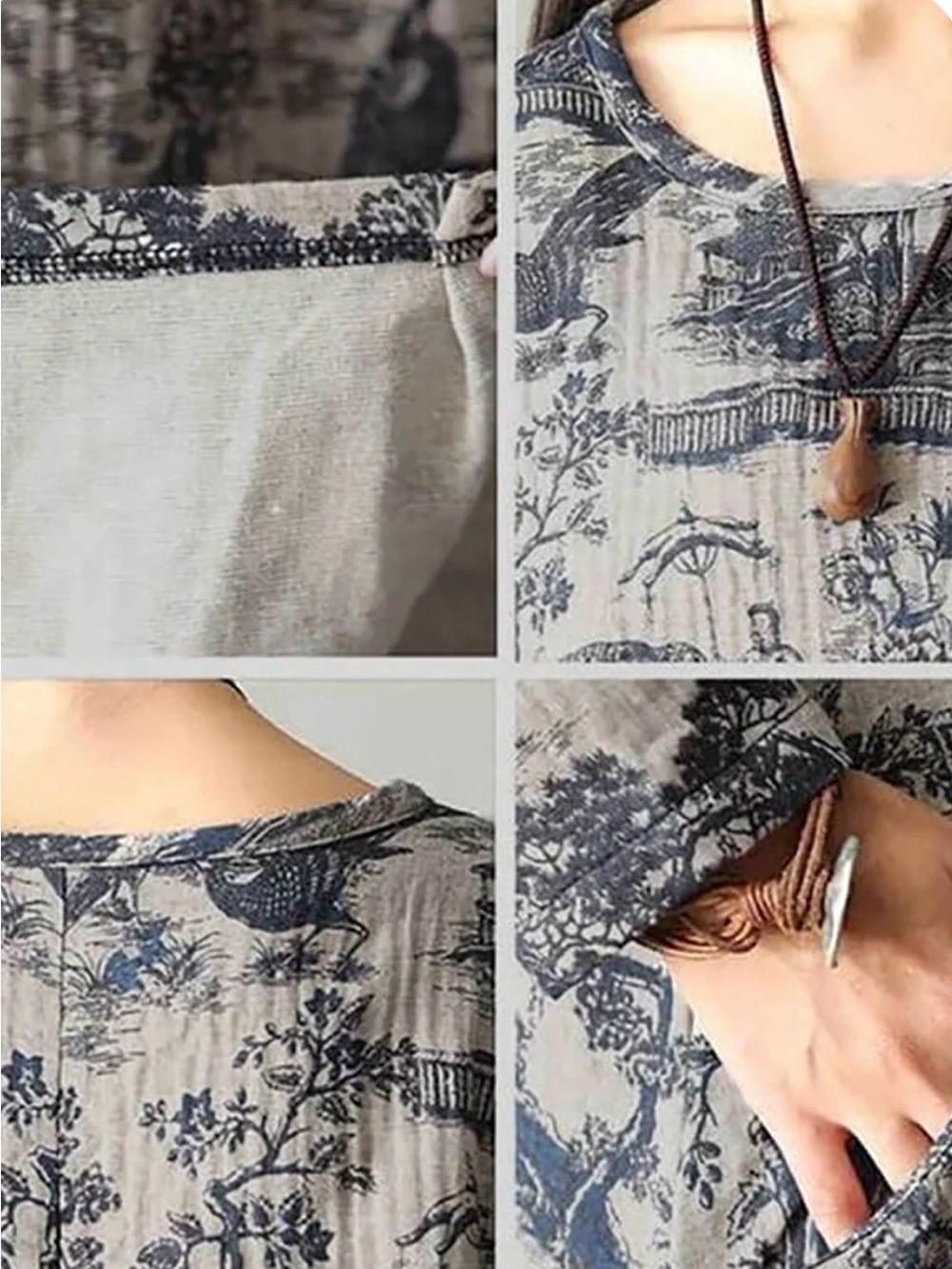 Buykud Chinese Patterned Toile Dress in Navy Sz 3XL - Picture 6 of 12